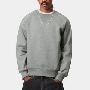 Carhartt WIP Chase Crewneck Sweatshirt in Light Gray - Large